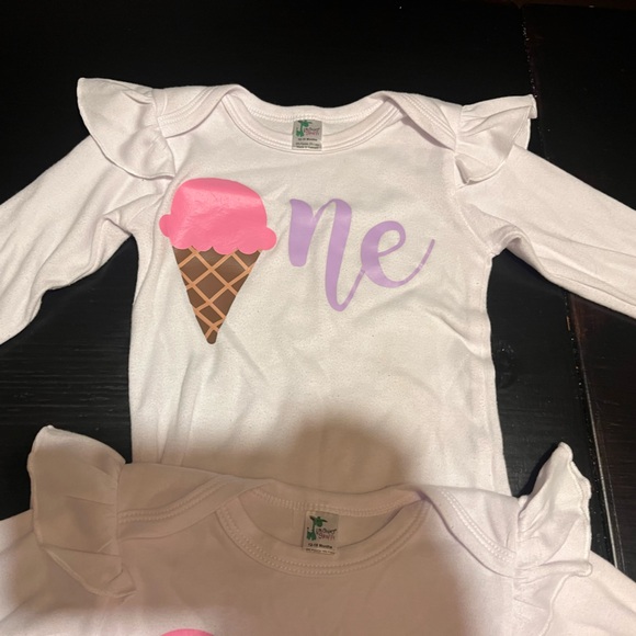 TWO First Birthday Bodysuits. Ice Cream Theme Birthday! - Picture 2 of 4
